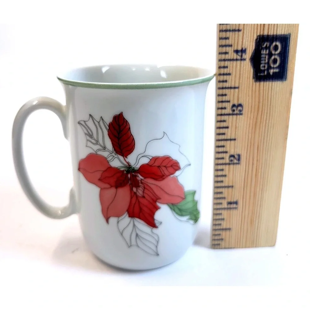 Vintage 1982 Block Spal Poinsettia Beer Mug Christmas Porcelain White Portugal